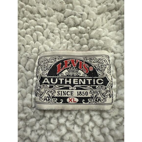 Vtg Levi's Authentic Mens Blue Sherpa Lined Denim Jacket Size XL Made In USA - Picture 6 of 10